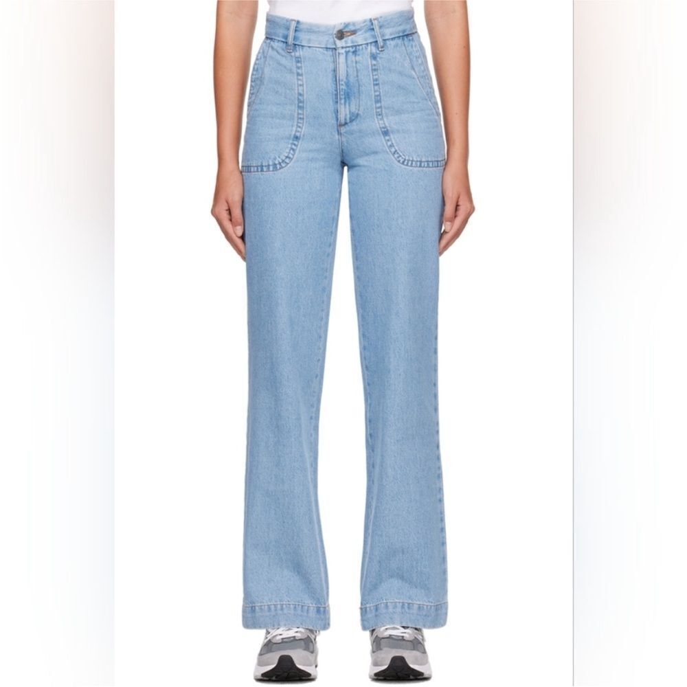 A.P.C | High Rise Loose Flare Denim Jeans Medium Blue Women’s Size 26 (2)